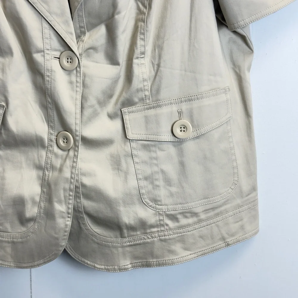 Lane Bryant Khaki Tan Short Sleeve Blazer Jacket Plus Size 18/20W Cotton Blend